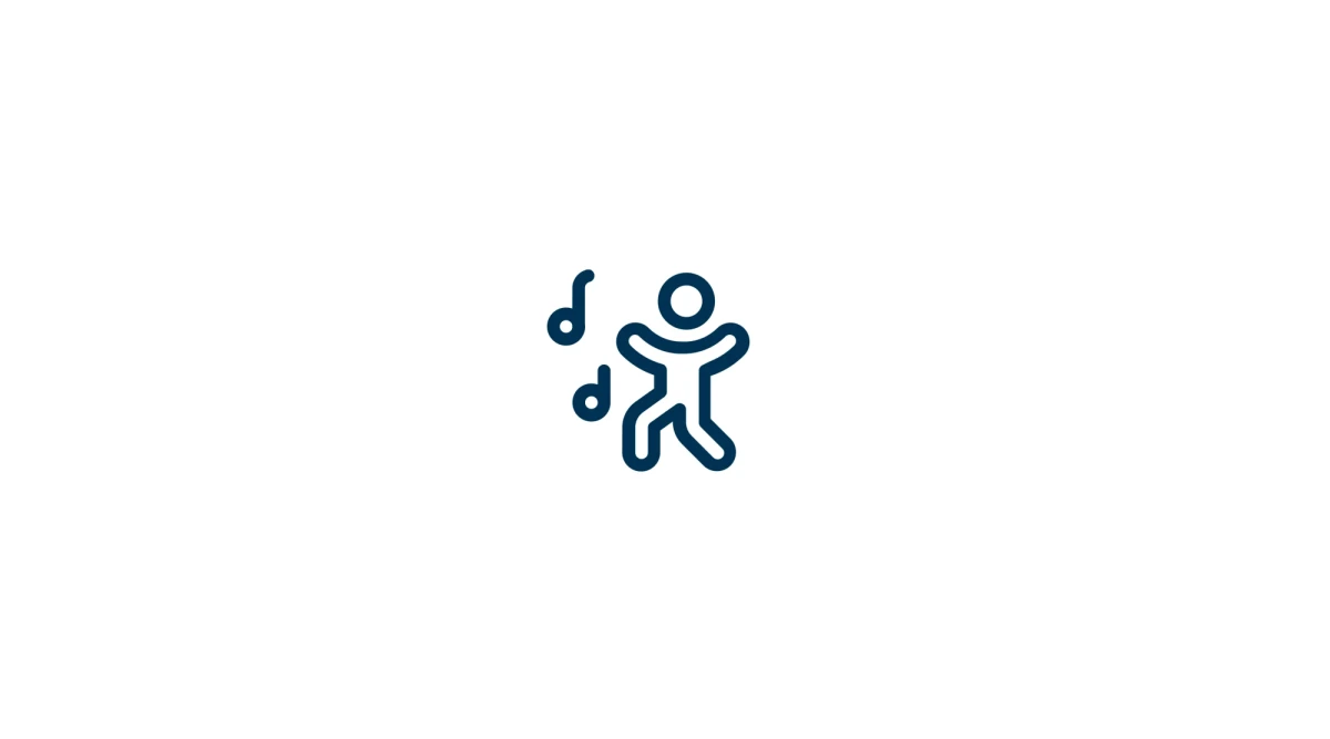 Icon tanzendes M&auml;nnchen und Noten | Icon of dancing man and notes | SPIRIT/21