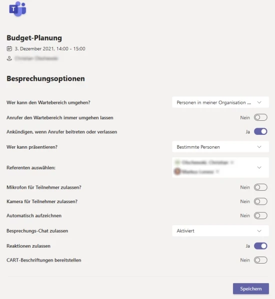 Abbildung 4: Die Referenten NACH der Erstellung einer Besprechung ausw&auml;hlen | SPIRIT/21