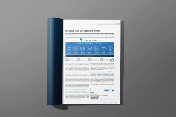 Eine aufgeklappte Zeitschrift mit dem ver&ouml;ffentlichten Beitrag | SPIRIT/21