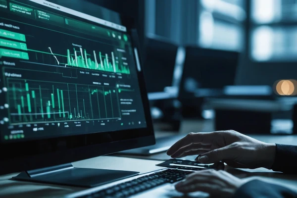 Computer mit Dashboard für die Analyse von Unternehmensdaten | SPIRIT/21