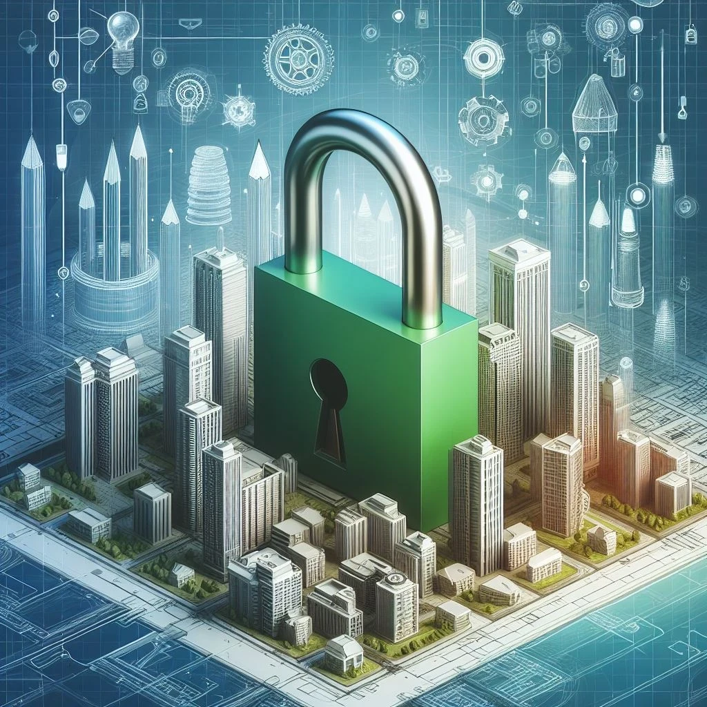 Eine KI geneierte Stadt mit ienem gr&uuml;nen Schloss in der Mitte, welches Sicherheit symbolisiert | SPIRIT/21